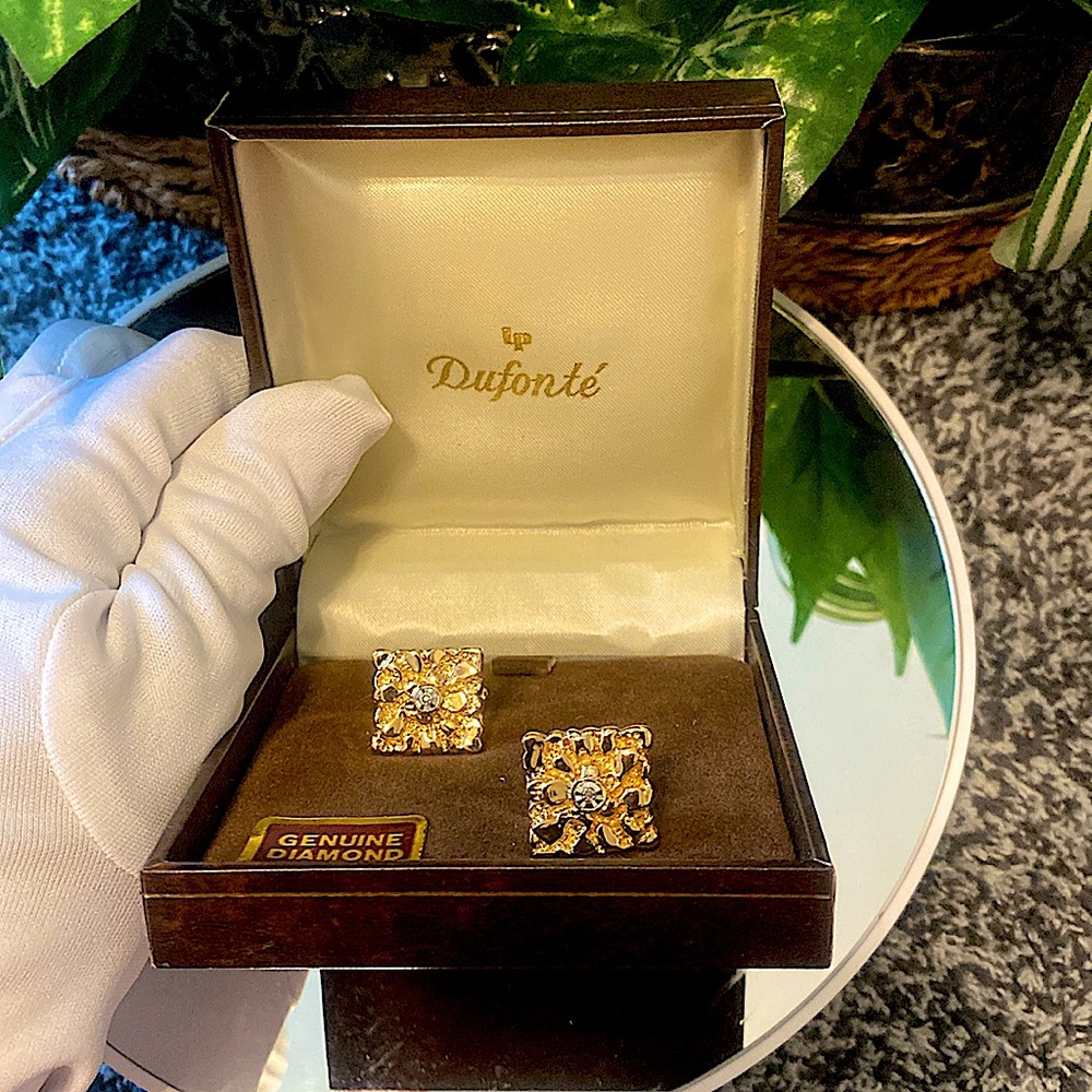 Dufonte Genuine Diamond Cuff Links NWOT #304